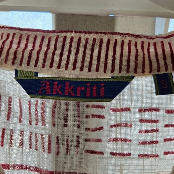 Akkriti 100% Cotton Boho Block Print Midi Dress S Cottagecore Tiered India - Picture 2 of 5